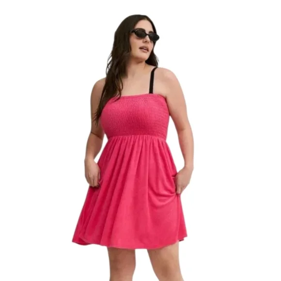 Torrid Smocked Strapless Cover-Up Mini Dress - Picture 2 of 9